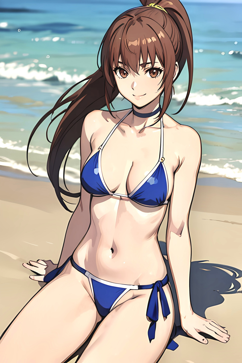 1girl alluring bare_legs beach bikini breasts brown_eyes brown_hair cleavage dead_or_alive dead_or_alive_2 dead_or_alive_3 dead_or_alive_4 dead_or_alive_5 dead_or_alive_6 dead_or_alive_xtreme dead_or_alive_xtreme_2 dead_or_alive_xtreme_3 dead_or_alive_xtreme_3_fortune dead_or_alive_xtreme_beach_volleyball dead_or_alive_xtreme_venus_vacation kasumi kasumi_(doa) ocean silf tecmo yuko_(artist)