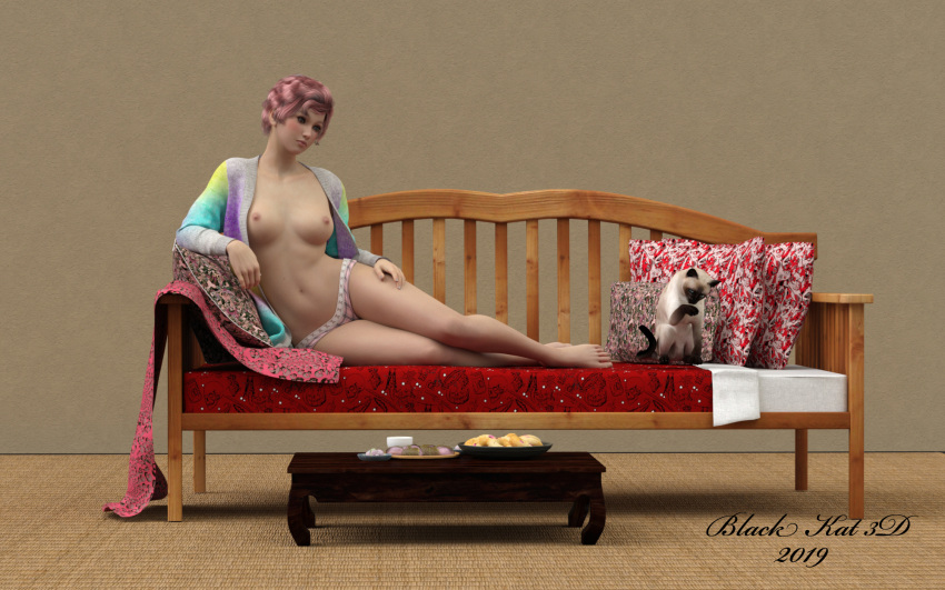 bench black-kat-3d-studio breasts cat clothing