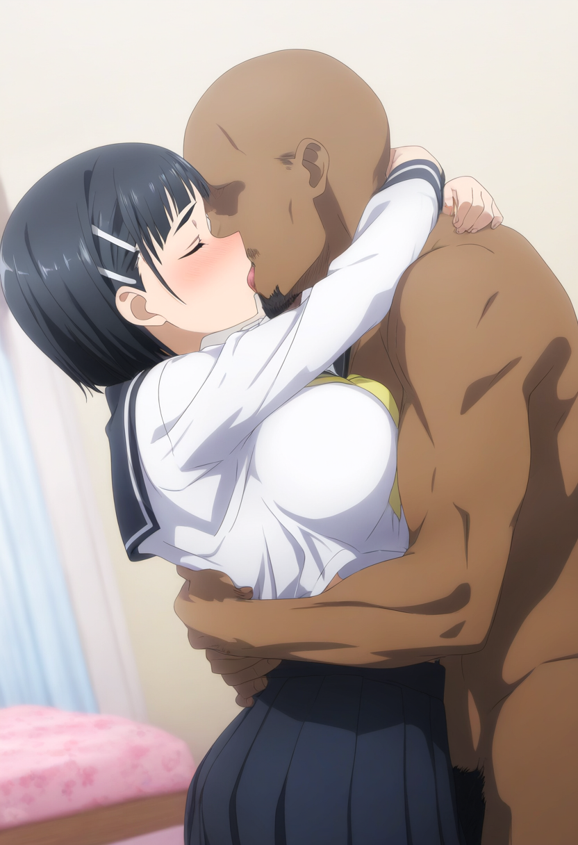 1girl ai_generated big_breasts black_hair bob_cut breasts female_focus high_res necromancer_(artist) patreon patreon_paid patreon_reward short_hair solo_female stable_diffusion suguha_kirigaya sword_art_online tagme teen