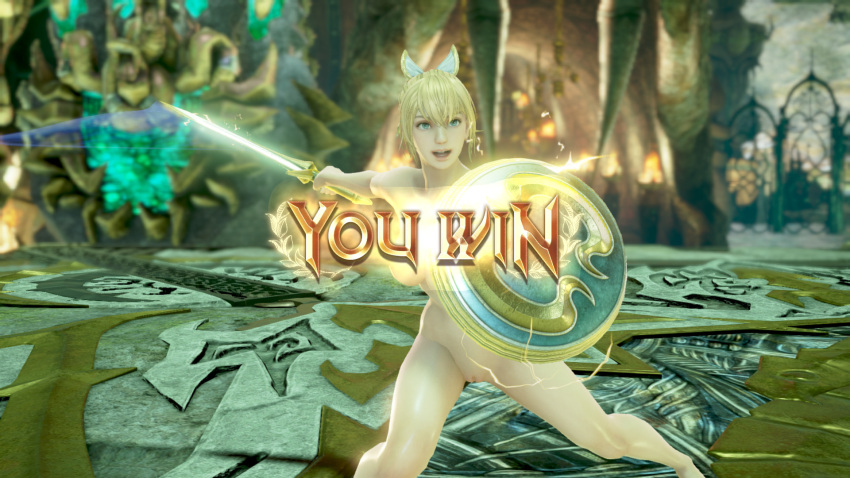 1girl alluring bare_legs cassandra_alexandra completely_nude_female h-heroine mod nipples nude project_soul silf soul_calibur soul_calibur_ii soul_calibur_iii soul_calibur_vi sword_and_shield weapons