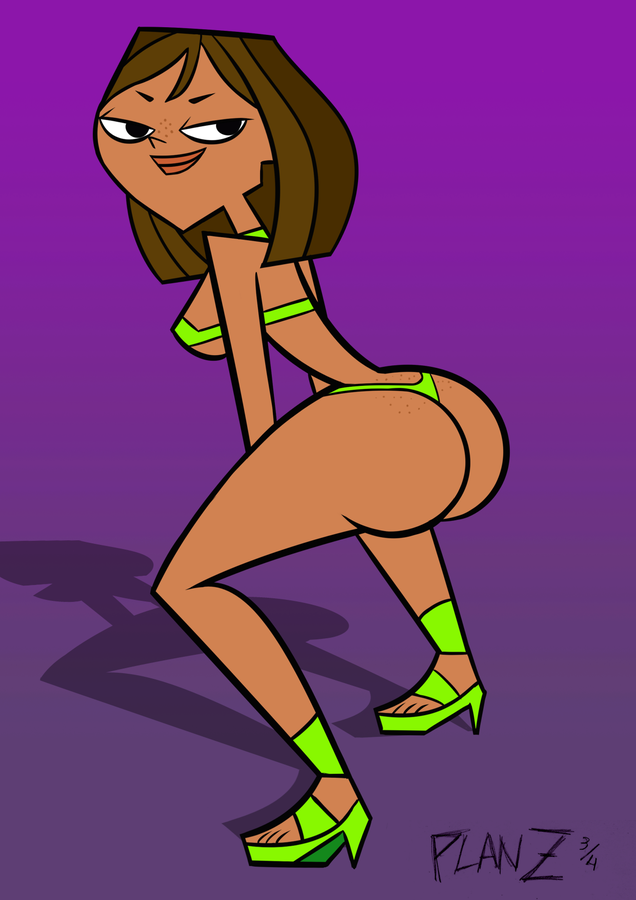 1girl 1girls ass big_ass bikini black_hair breasts courtney_(tdi) dark-skinned_female dark_skin female_only high_heels latina planz34 short_hair smooth_skin thick_ass thick_lips thick_thighs thong thong_bikini total_drama_island twerking