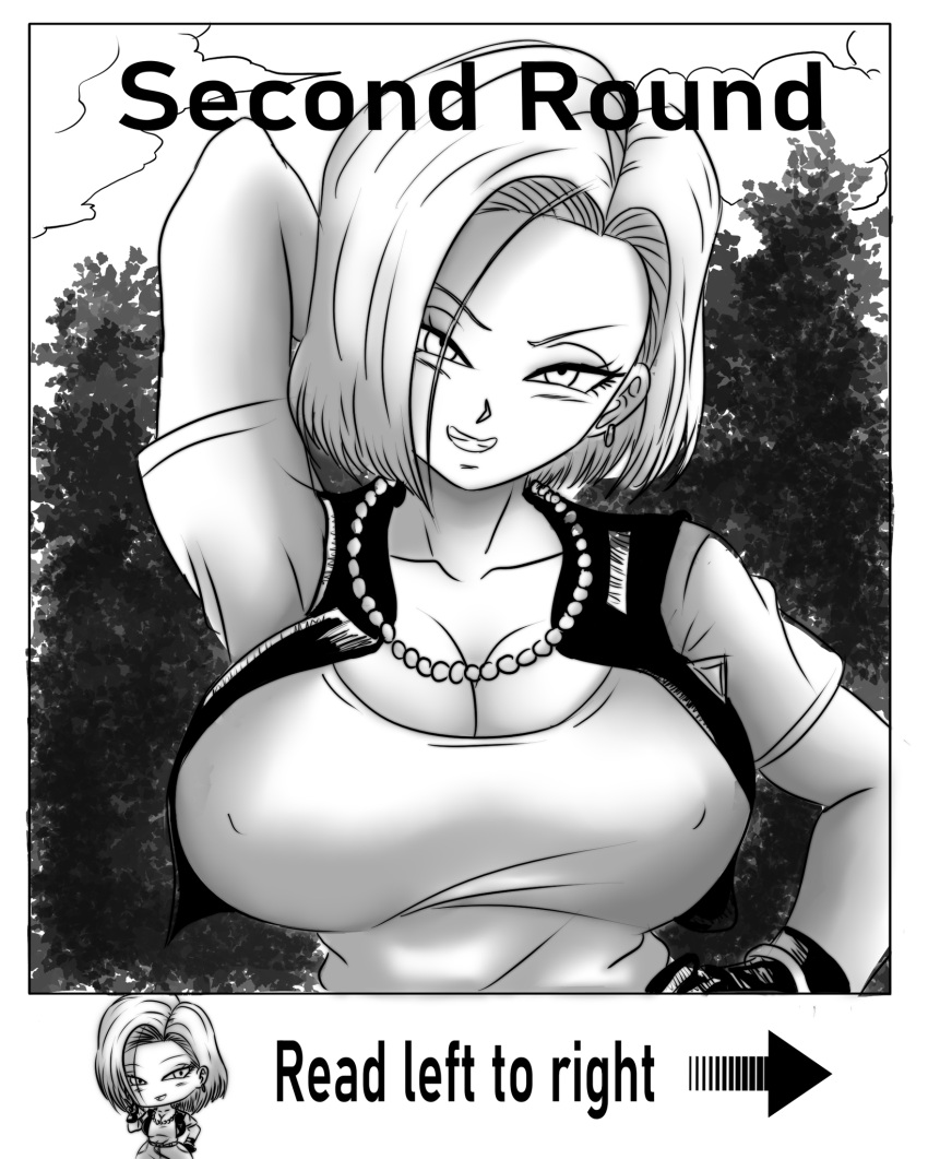 1girl 1girl android_18 attractive beautiful_female beautyful big_breasts bitch bodysuit breasts dragon_ball dragon_ball_z earrings excited excited_for_sex exhibitionism female_focus female_pervert female_pov female_pubic_hair hooker nipples perfect perfection pervert prostitute prostitution provocating provocative pussy sex_invitation sexually_suggestive short_hair smile